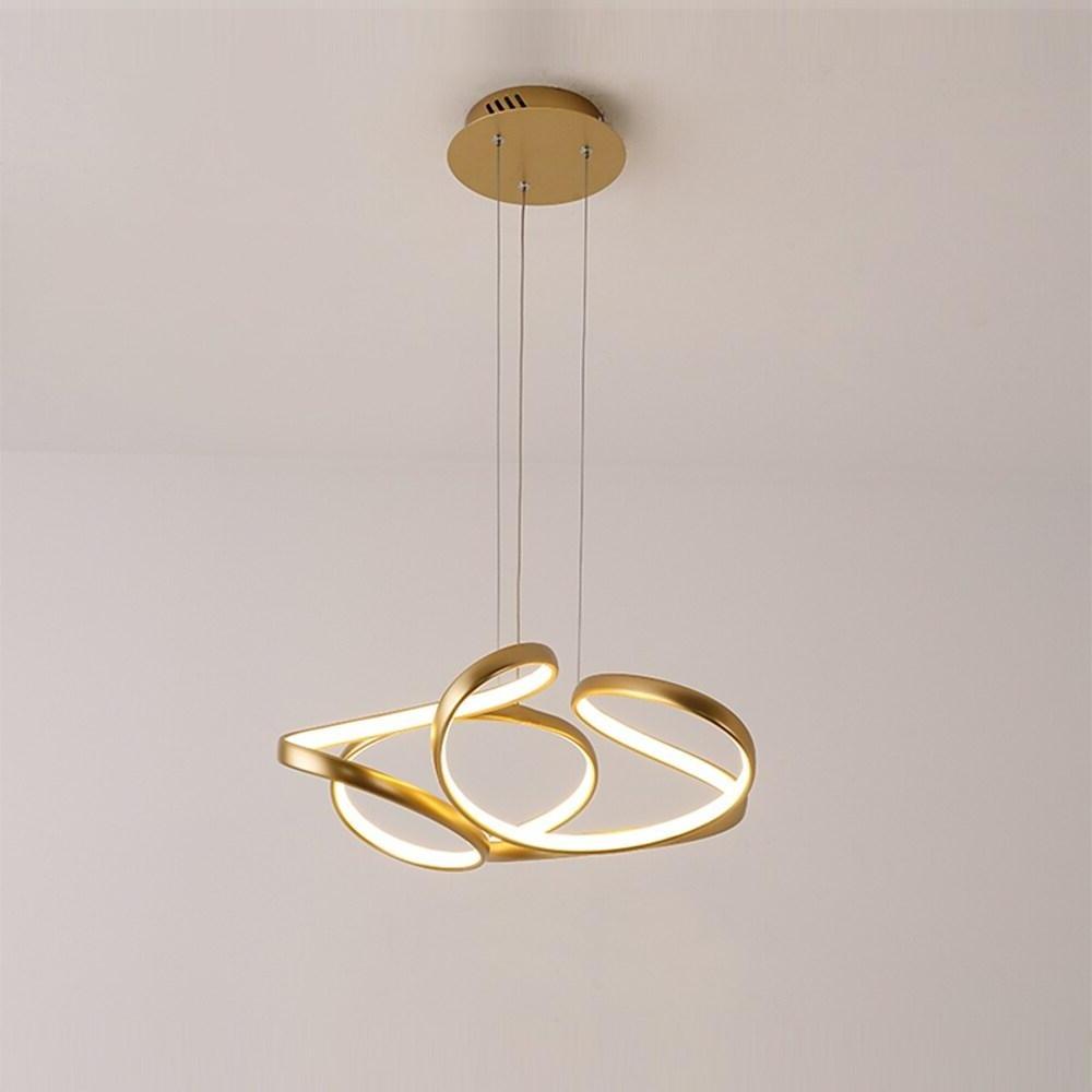 Elegant Interwoven Wave Design LED Gold Pendant Light Modern Metal Chandelier Ceiling Fixture