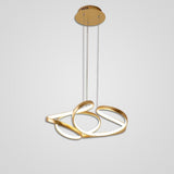 Elegant Interwoven Wave Design LED Gold Pendant Light Modern Metal Chandelier Ceiling Fixture