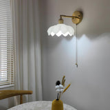 Elegant Lotus Shaped Rotatable Wall Sconce with White Glass Shade and Gold Metal Finish