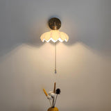 Elegant Lotus Shaped Rotatable Wall Sconce with White Glass Shade and Gold Metal Finish
