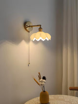 Elegant Lotus Shaped Rotatable Wall Sconce with White Glass Shade and Gold Metal Finish