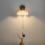 Elegant Lotus Shaped Rotatable Wall Sconce with White Glass Shade and Gold Metal Finish