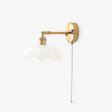 Elegant Lotus Shaped Rotatable Wall Sconce with White Glass Shade and Gold Metal Finish
