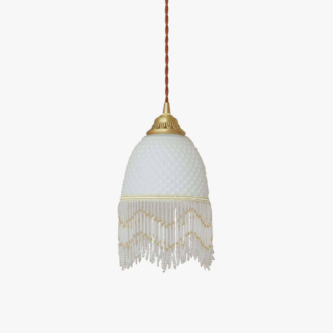 Elegant Mesh Tassel Glass Pendant Light Modern Brass Ceiling Hanging Fixture