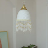 Elegant Mesh Tassel Glass Pendant Light Modern Brass Ceiling Hanging Fixture