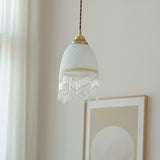 Elegant Mesh Tassel Glass Pendant Light Modern Brass Ceiling Hanging Fixture