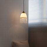 Elegant Mesh Tassel Glass Pendant Light Modern Brass Ceiling Hanging Fixture