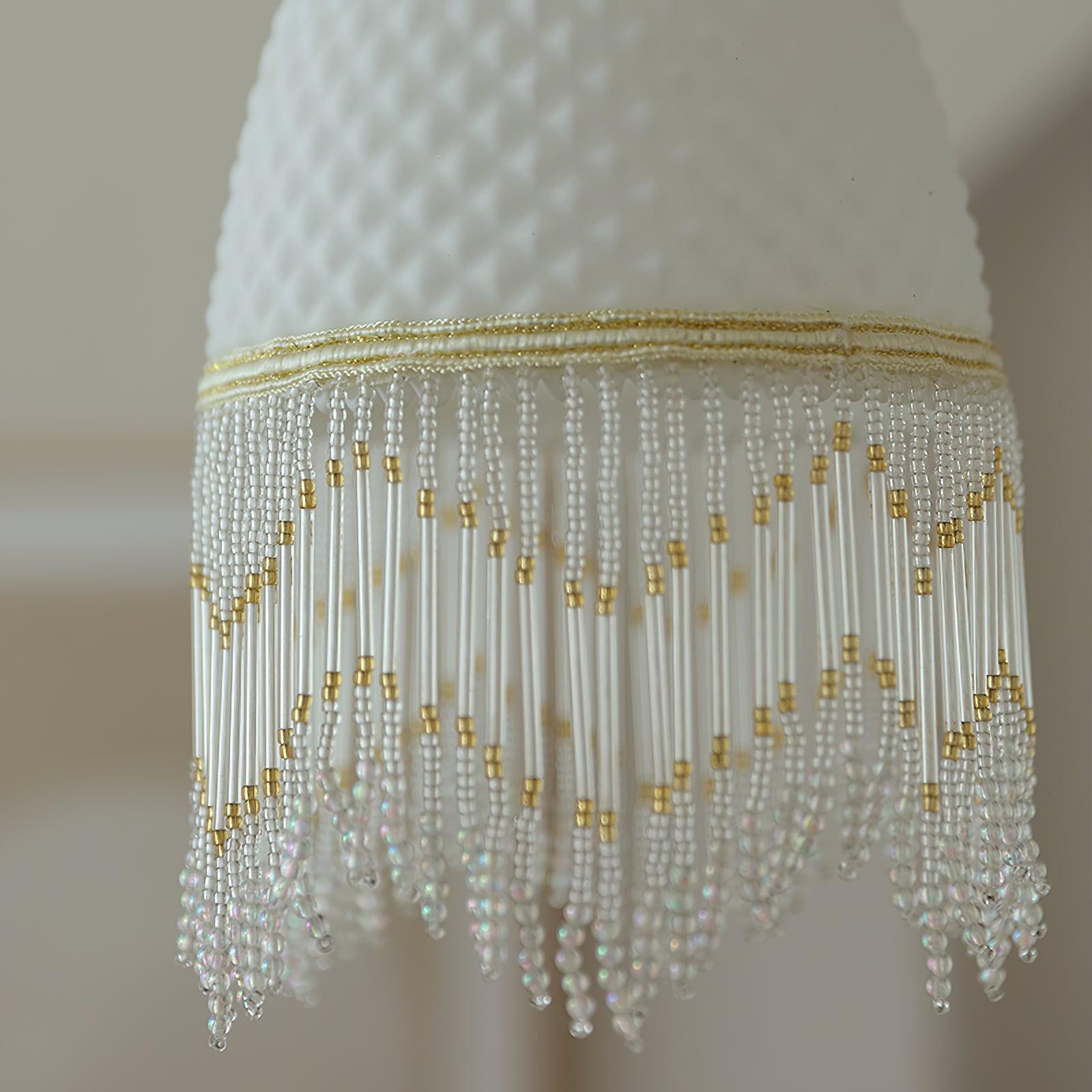 Elegant Mesh Tassel Glass Pendant Light Modern Brass Ceiling Hanging Fixture