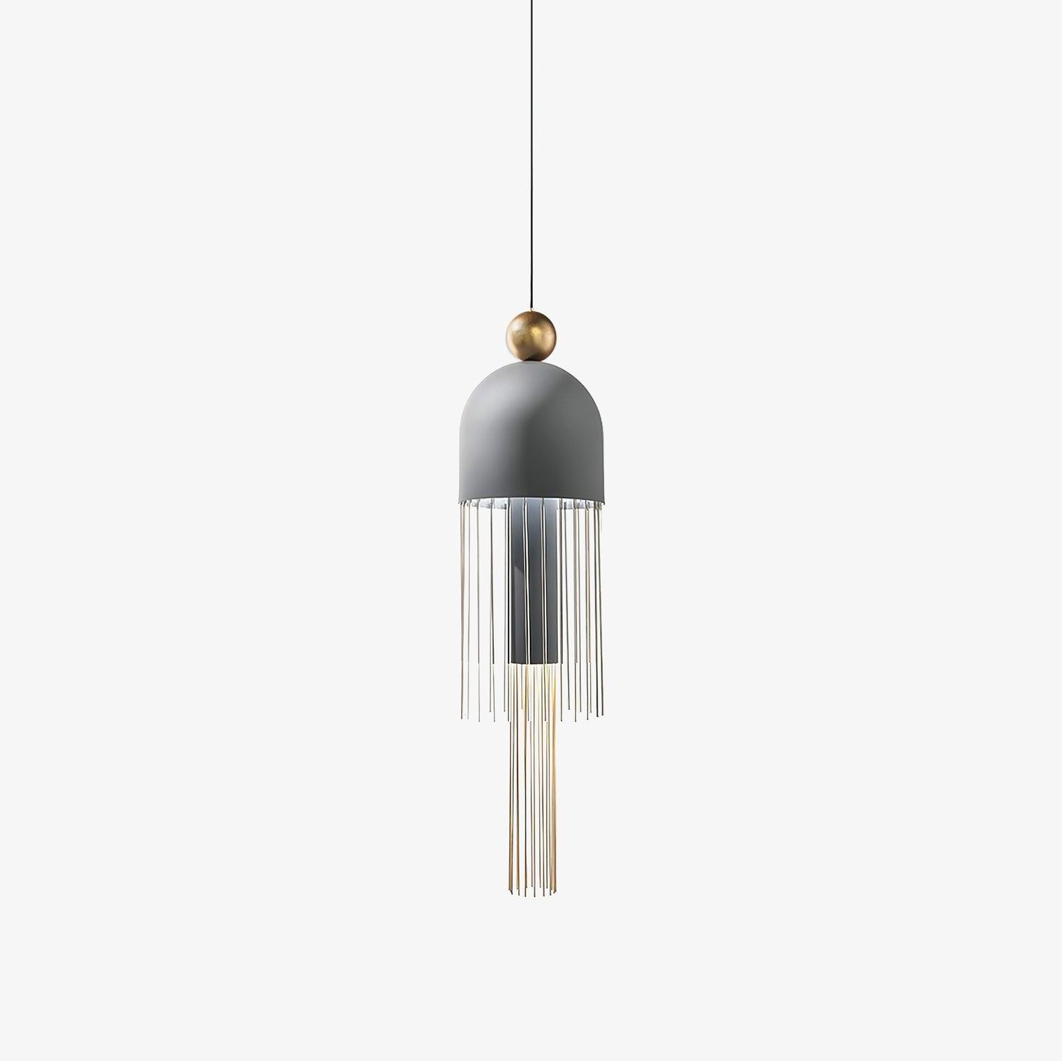 Elegant Metal Tassel Pendant Light with Integrated LED and Clear Glass Shade for Modern Interiors