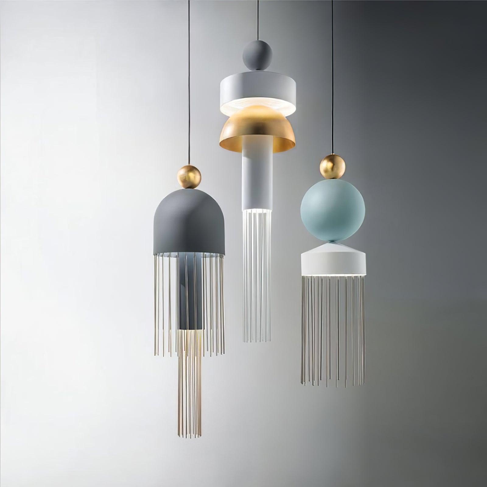 Elegant Metal Tassel Pendant Light with Integrated LED and Clear Glass Shade for Modern Interiors