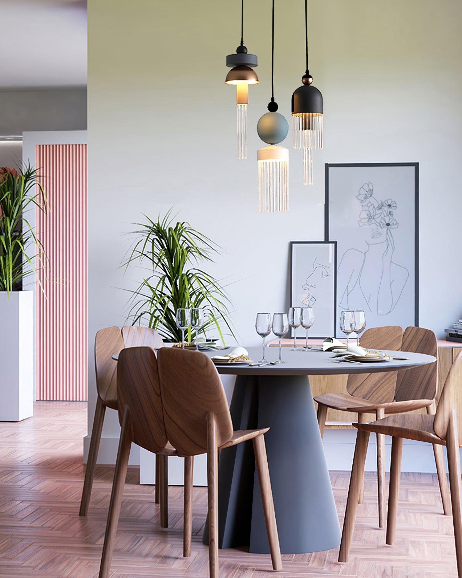 Elegant Metal Tassel Pendant Light with Integrated LED and Clear Glass Shade for Modern Interiors