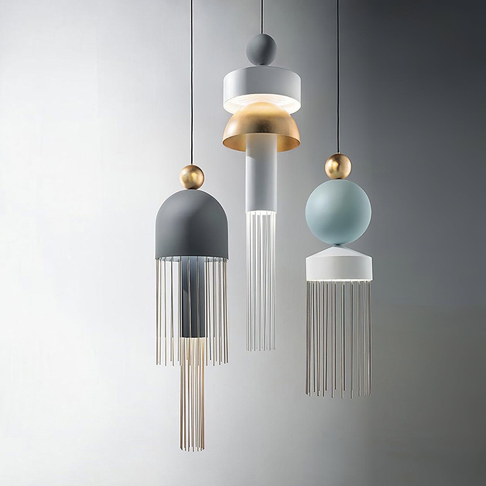 Elegant Metal Tassel Pendant Light with Integrated LED and Clear Glass Shade for Modern Interiors