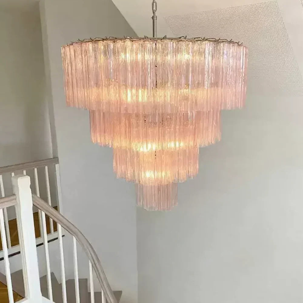 elegant-mid-century-modern-pink-glass-tube-chandelier-for-luxury-living-room-and-dining-areas