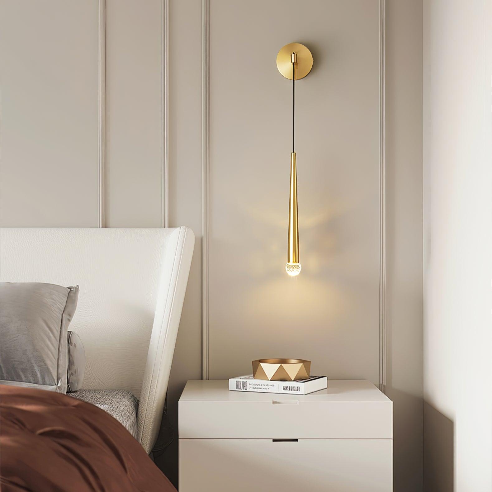 Elegant Modern Brass and Crystal Conical LED Wall Sconce for Indoor Spaces