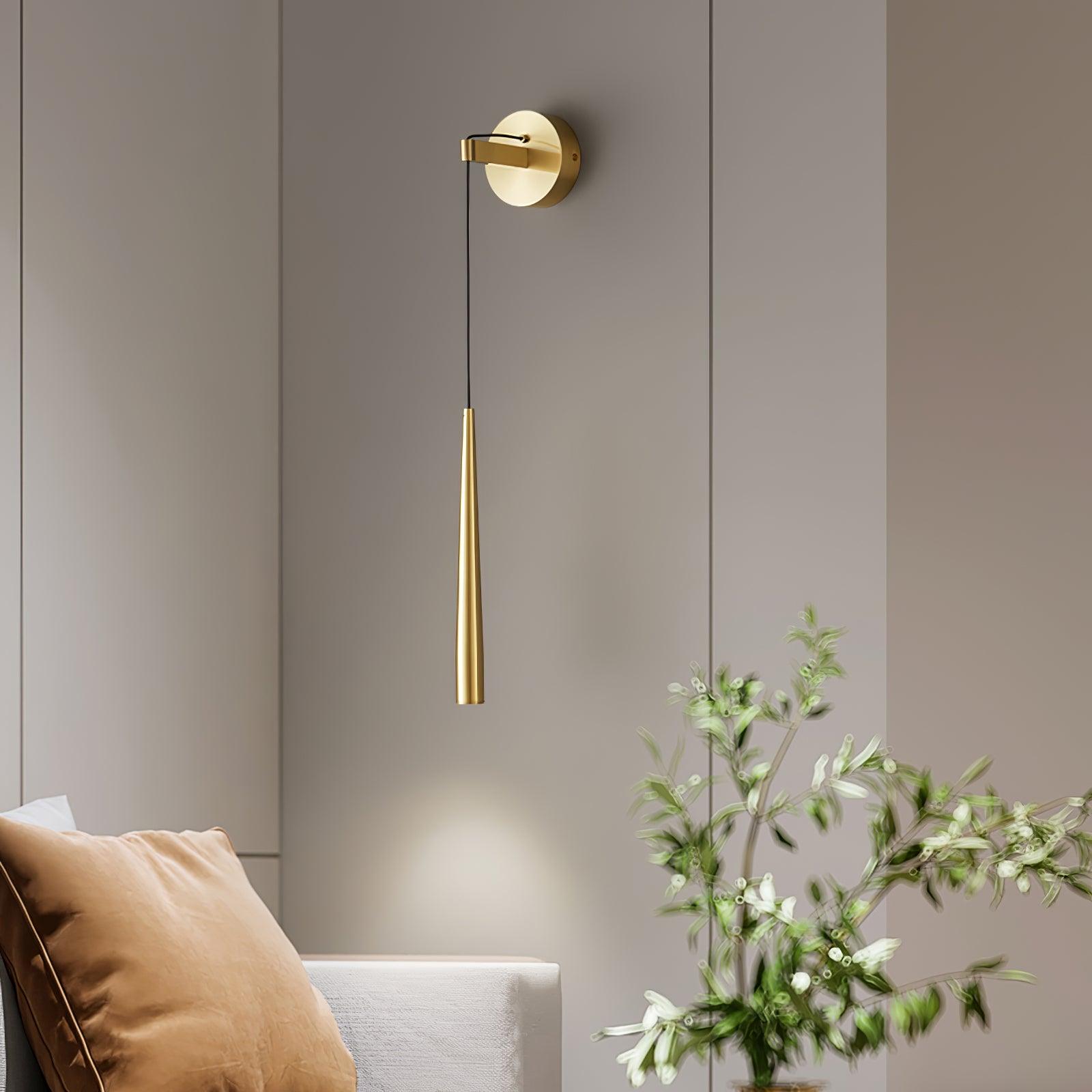 Elegant Modern Brass and Crystal Conical LED Wall Sconce for Indoor Spaces