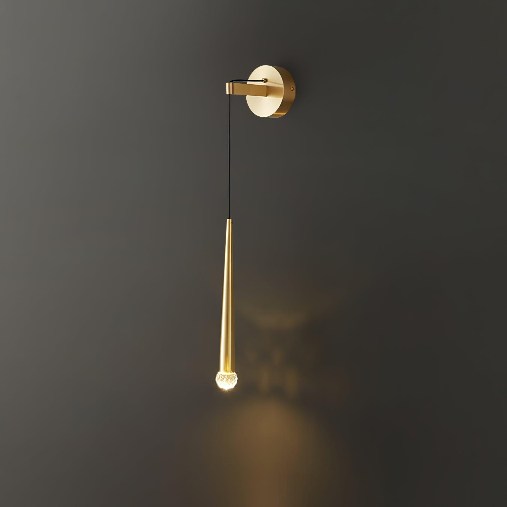 Elegant Modern Brass and Crystal Conical LED Wall Sconce for Indoor Spaces