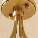 Elegant Modern Brass Semi Flush Mount Ceiling Light with Carved Glass Shades 6 and 8 Light Options