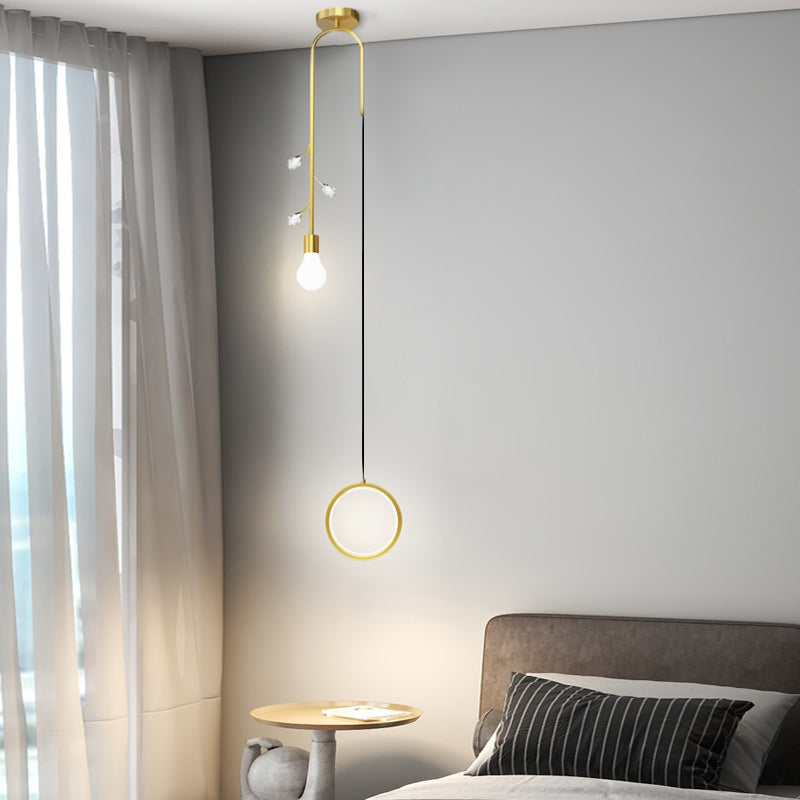 Elegant Modern Crystal Branch Pendant Light with 3 Step Dimming Hanging Lamp for Dining Room Bedroom