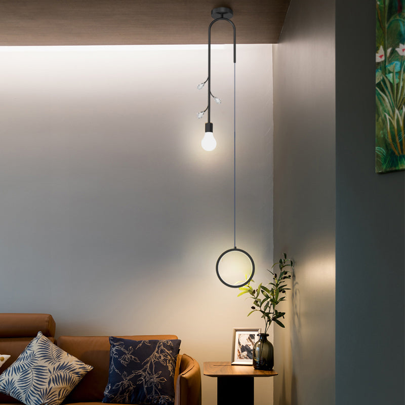 Elegant Modern Crystal Branch Pendant Light with 3 Step Dimming Hanging Lamp for Dining Room Bedroom