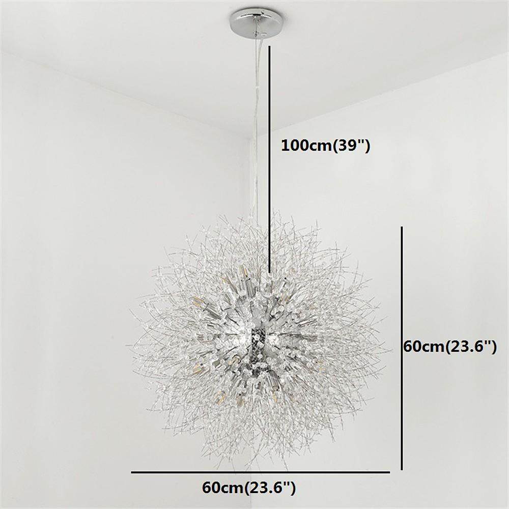 Elegant Modern Crystal Globe Chandelier Metal Firework Ceiling Light for Kitchen and Dining Room