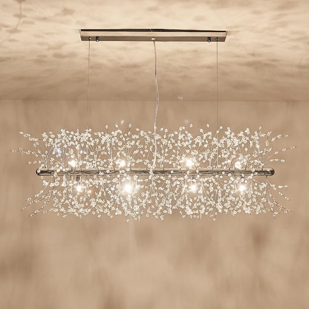 Elegant Modern Crystal LED Chandelier Chrome Finish 12 Light Luxury Pendant Ceiling Lamp