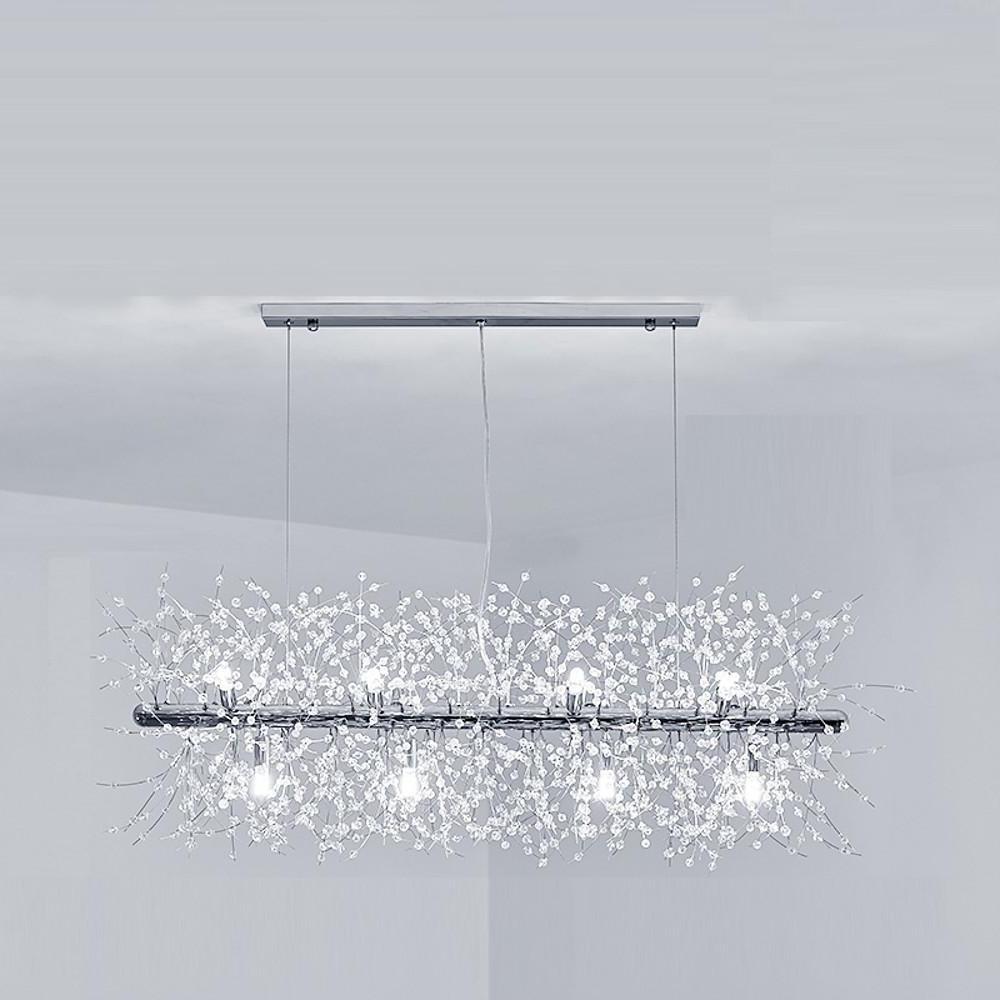 Elegant Modern Crystal LED Chandelier Chrome Finish 12 Light Luxury Pendant Ceiling Lamp