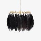 Elegant Modern Feather Pendant Light with Gold Metal Frame for Bedroom and Living Room