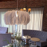 Elegant Modern Feather Pendant Light with Gold Metal Frame for Bedroom and Living Room