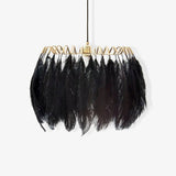 Elegant Modern Feather Pendant Light with Gold Metal Frame for Bedroom and Living Room