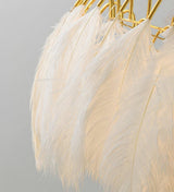 Elegant Modern Feather Pendant Light with Gold Metal Frame for Bedroom and Living Room