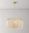 Elegant Modern Feather Pendant Light with Gold Metal Frame for Bedroom and Living Room