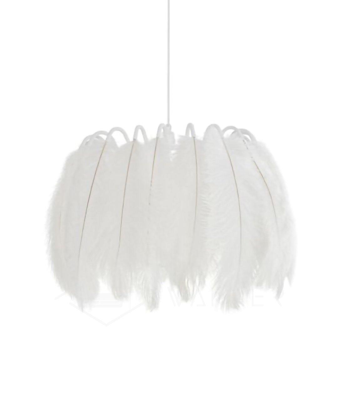 Elegant Modern Feather Pendant Light with Gold Metal Frame for Bedroom and Living Room