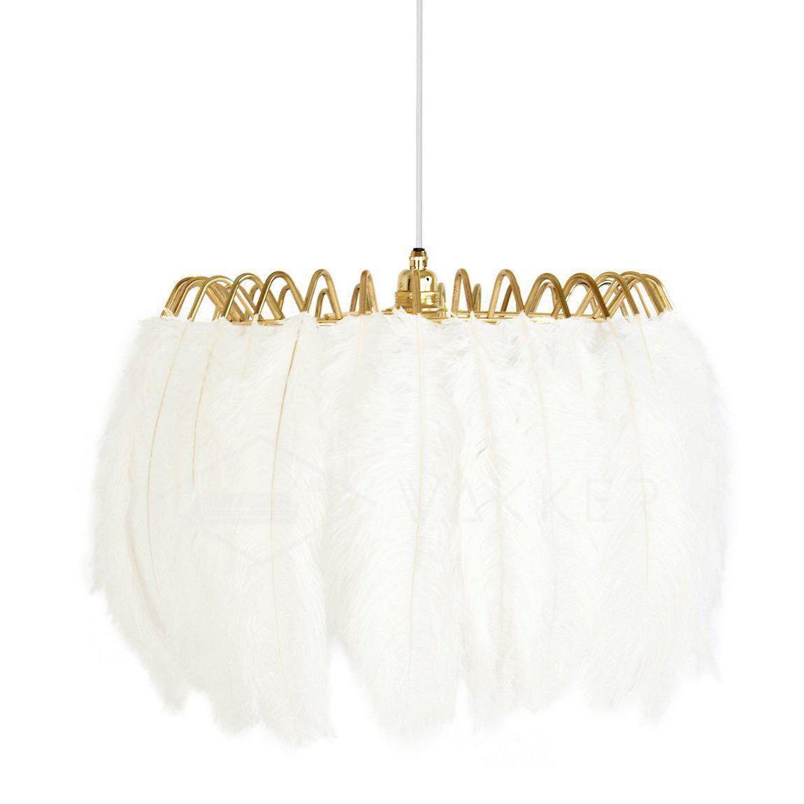 Elegant Modern Feather Pendant Light with Gold Metal Frame for Bedroom and Living Room