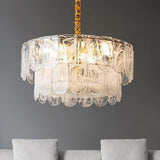 Elegant Modern Glass Lantern Chandelier Metal Ceiling Light for Living Room and Dining Room