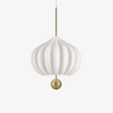 Elegant Mouth Blown Opal Glass Suspension Lamp with Satin Brass Accents