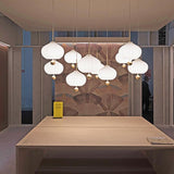 Elegant Mouth Blown Opal Glass Suspension Lamp with Satin Brass Accents