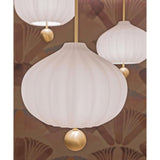 Elegant Mouth Blown Opal Glass Suspension Lamp with Satin Brass Accents
