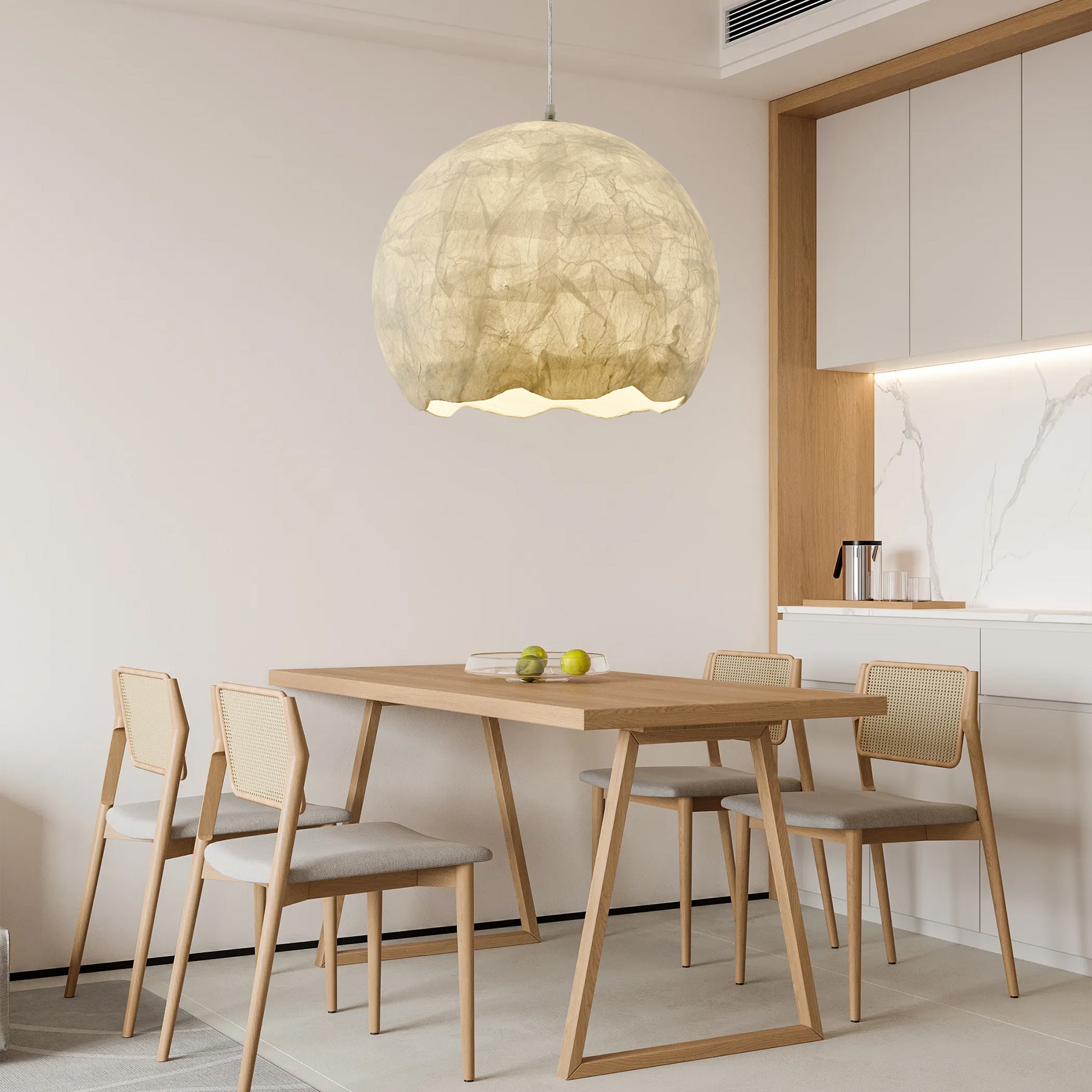 Elegant Mulberry Silk Moon Sphere Pendant Light Modern Indoor Hanging Lamp
