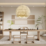 Elegant Mulberry Silk Moon Sphere Pendant Light Modern Indoor Hanging Lamp
