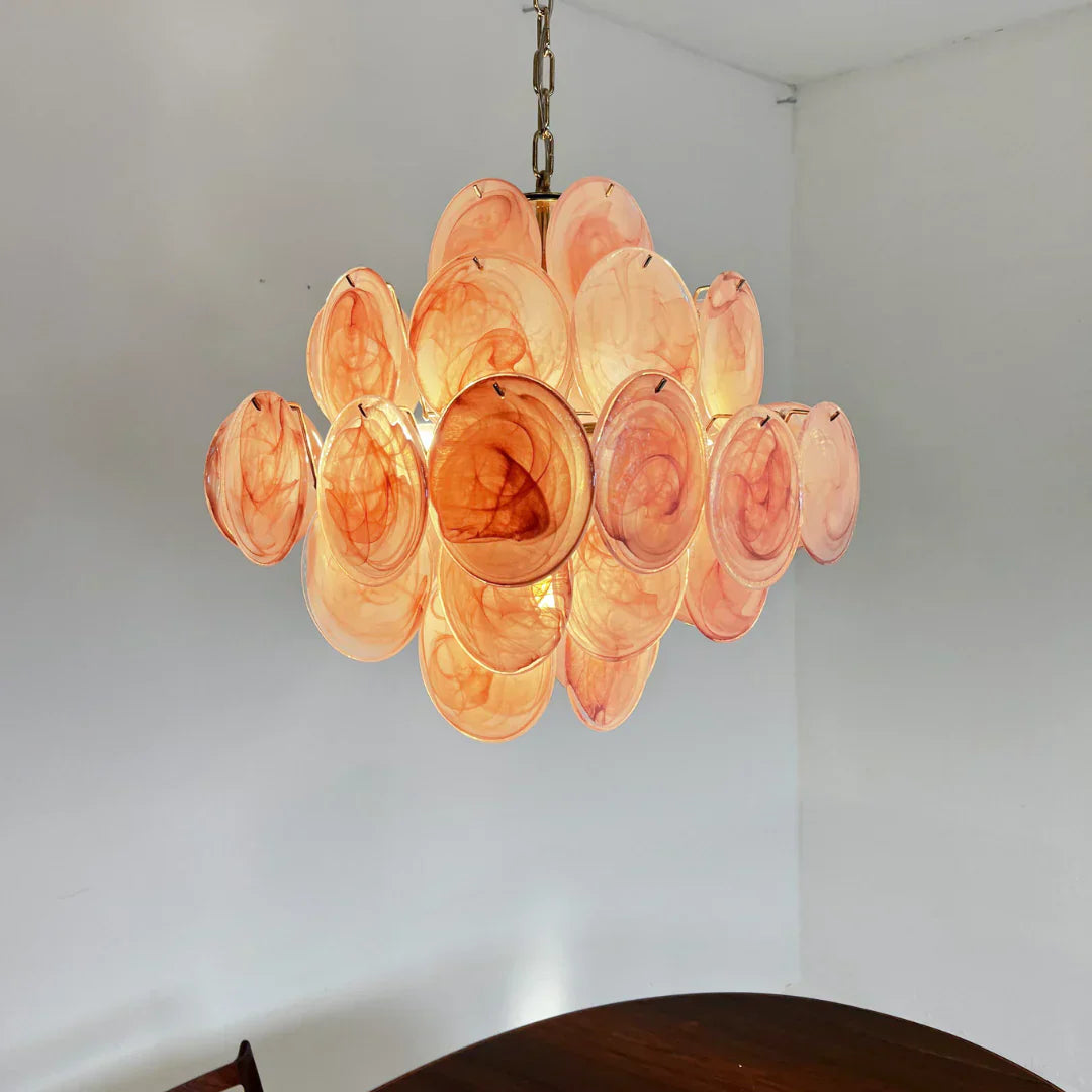 elegant-murano-pink-glass-disk-chandelier-for-modern-dining-room-lighting