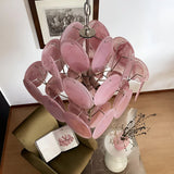 elegant-murano-pink-glass-disk-chandelier-for-modern-dining-room-lighting