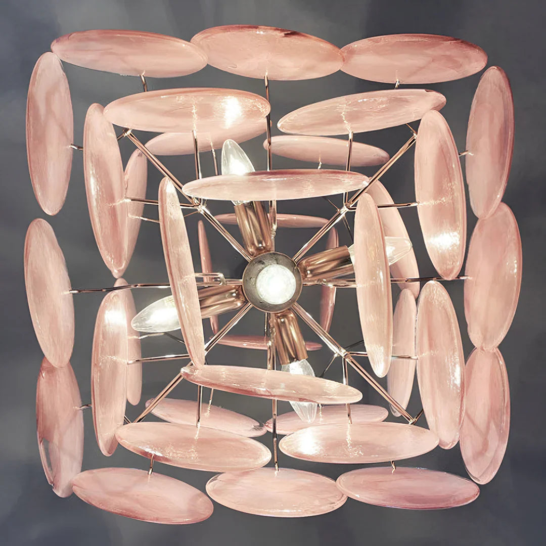 elegant-murano-pink-glass-disk-chandelier-for-modern-dining-room-lighting