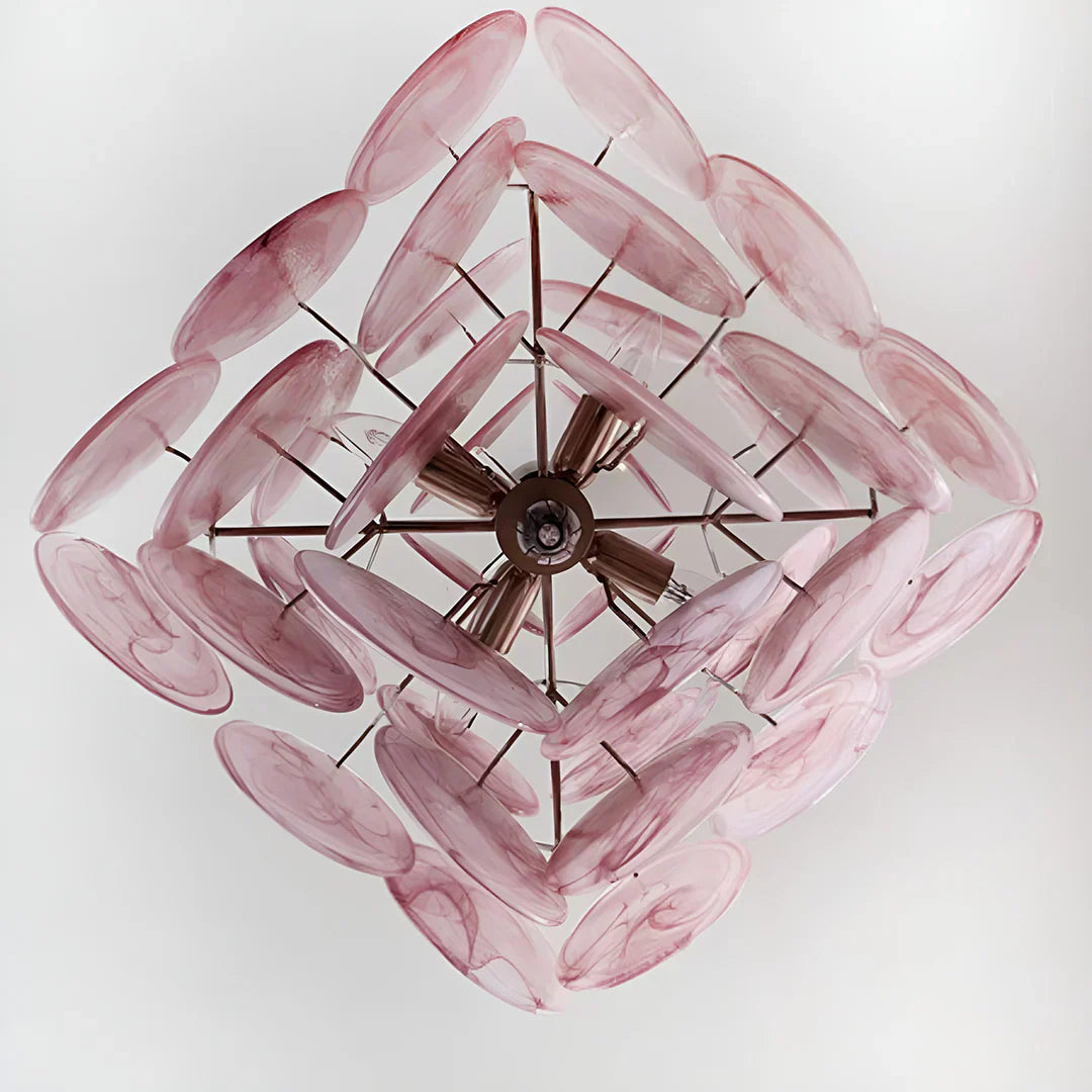 elegant-murano-pink-glass-disk-chandelier-for-modern-dining-room-lighting