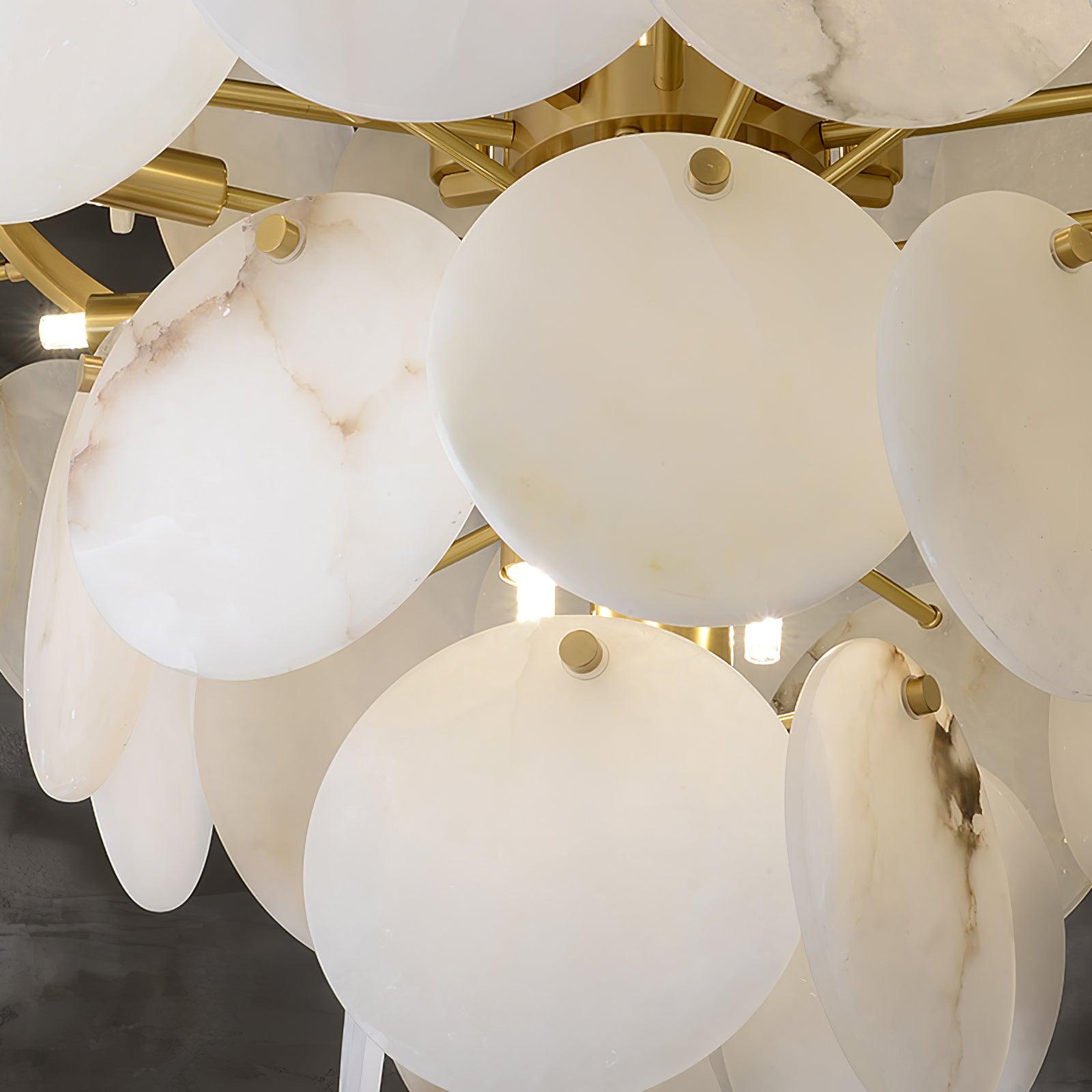Elegant Natural Alabaster Shell Crown Chandelier Brass Multi Tier Luxury Pendant Light
