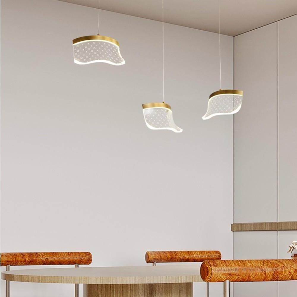 Elegant Nordic Gold Copper Acrylic Pendant Lamp with Irregular Geometric Shape