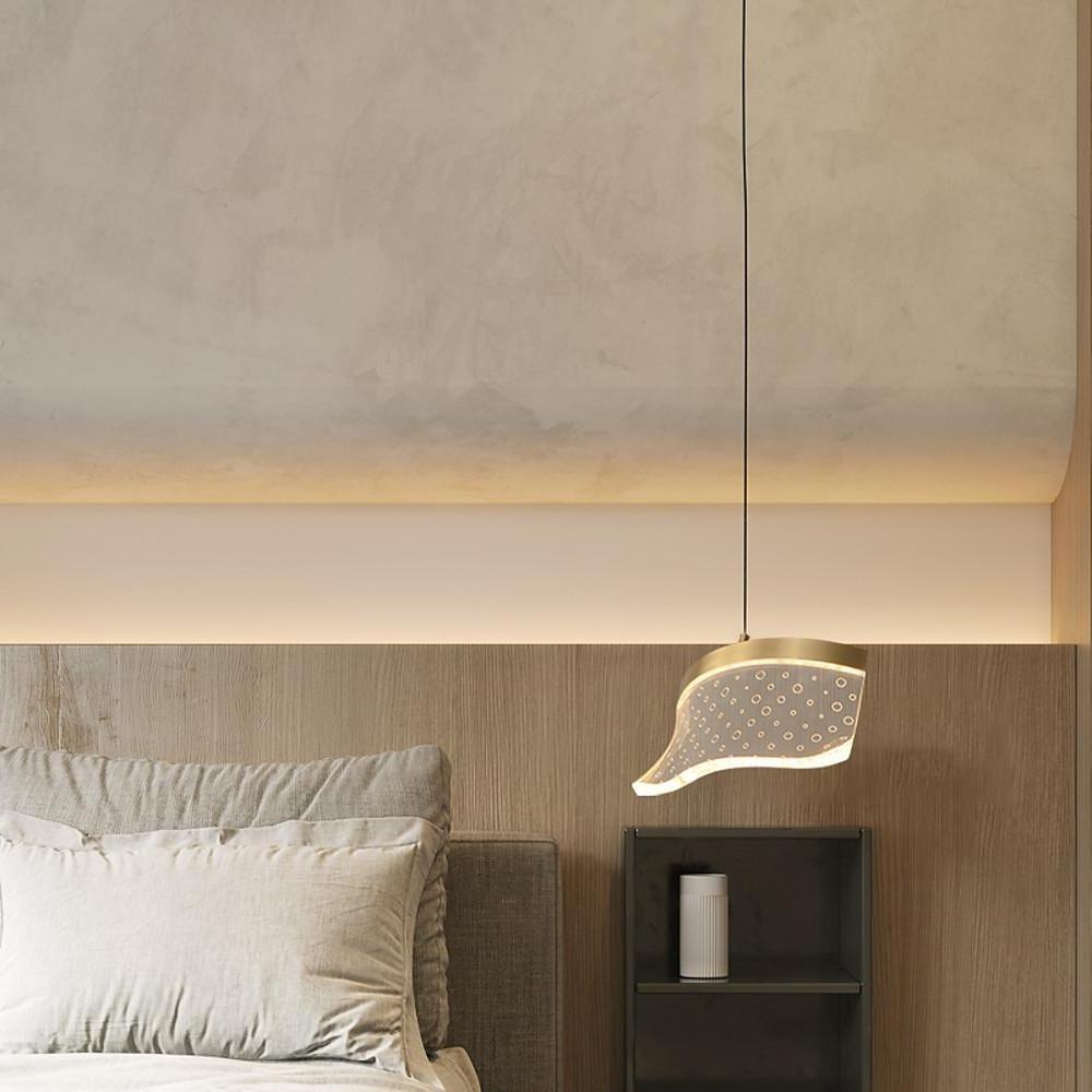 Elegant Nordic Gold Copper Acrylic Pendant Lamp with Irregular Geometric Shape