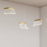 Elegant Nordic Gold Copper Acrylic Pendant Lamp with Irregular Geometric Shape