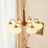 Elegant Persimmon Glass Chandelier Mid Century Modern Pendant Lighting