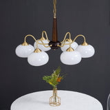 Elegant Persimmon Glass Chandelier Mid Century Modern Pendant Lighting