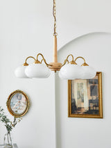 Elegant Persimmon Glass Chandelier Mid Century Modern Pendant Lighting